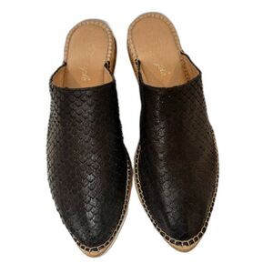 Free People Black Snake Skin Embossed Espadrille Mules size 40